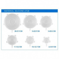 Set de 6 Tapas de Silicona Adaptables Quttin para Alimentos