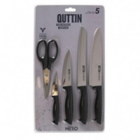 Set de Cuchillos Quttin de 5 Piezas con Mango Negro