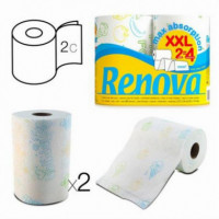 Pack de 2 Rollos de Papel de Cocina Absorbente Renova Maxi XXL