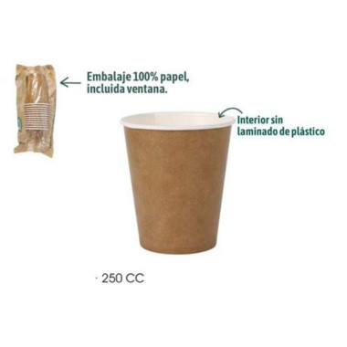 Set de 12 Vasos de Cart&oacute;n Kraft Algon 250 ml para Bebidas Fr&iacute;as/Calientes