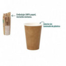 Set de 20 Vasos de Cartón Kraft Algon 220 ml Biodegradables y Compostables