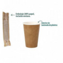 Set de 45 Vasos de Cartón Kraft Algon 220ml Compostables