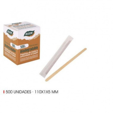 Set de 500 Paletinas Agitadoras de Madera 110x1x5mm Algon