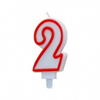 Vela de Cumpleaños Algon Número 2 Blanca y Roja