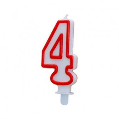 Vela Blanca y Roja N&uacute;mero 4 Algon para Celebraciones