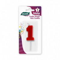 Vela Roja Número 1 Algon para Celebraciones y Cumpleaños