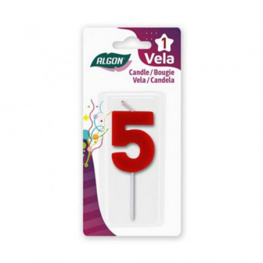 Vela Roja N&uacute;mero 5 Algon para Celebraciones