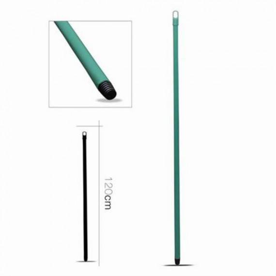 Palo Metálico para Escoba de 120cm con Rosca Universal, Color Verde