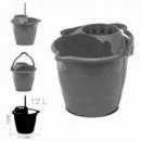 Cubo Redondo de 12 Litros Gris con Escurridor