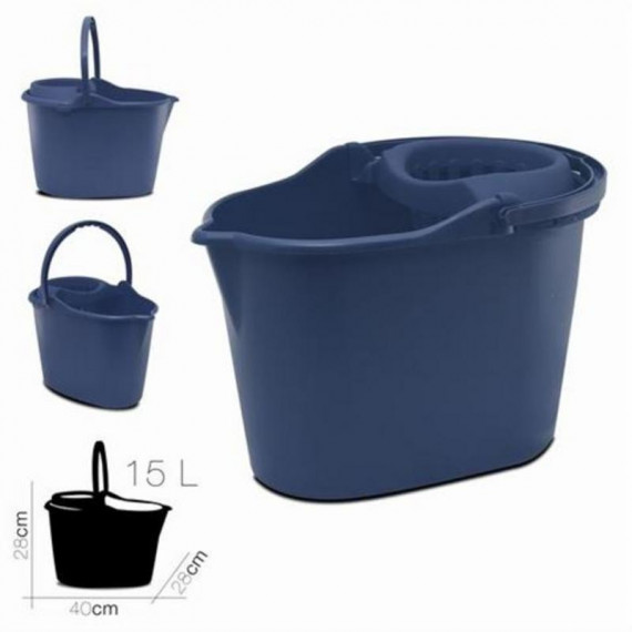 Cubo Ovalado con Escurridor de 15 Litros Azul