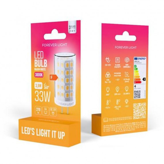 Bombilla LED G4 3.5W 12V 370 Lúmenes Luz Cálida Forever