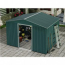 Caseta de Metal Sungar con Puertas Correderas 304.5x243x214.5cm (7.4m²) Verde