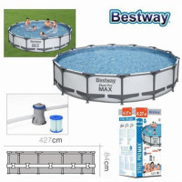 Piscina Circular Bestway Steel Pro con Bomba de Filtro Ø427x84 cm