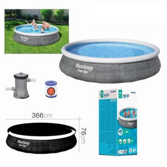 Piscina Hinchable Bestway Fast Set con Bomba de Filtro 366x76 cm
