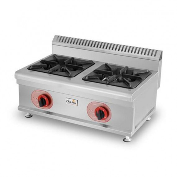 Cocina a Gas Profesional Chef Pro CF0127 de 2 Fuegos, Acero Inoxidable