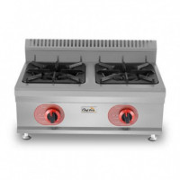 Cocina a Gas Profesional Chef Pro CF0127 de 2 Fuegos, Acero Inoxidable