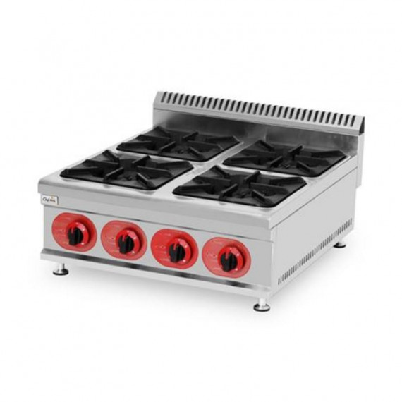 Cocina a Gas Profesional Chef Pro CF0129 de 4 Fuegos en Acero Inoxidable