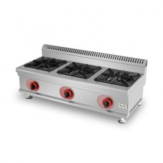 Cocina a Gas Profesional Chef Pro CF0128 de 3 Fuegos