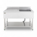 Fregadero Industrial Chef Pro CF0142 con Cubeta Derecha y Estante (140x70x85 cm)