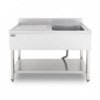 Fregadero Industrial Chef Pro CF0142 con Cubeta Derecha y Estante (140x70x85 cm)