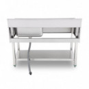 Fregadero Industrial Chef Pro CF0142 con Cubeta Derecha y Estante (140x70x85 cm)