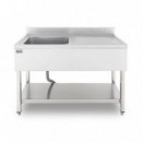 Fregadero Industrial Chef Pro CF0141 con Cubeta Izquierda y Estante (140x70x85 cm)