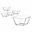 Pack de 4 Bols de Vidrio de 300ml + Ensaladera de 1900ml Lav