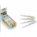 Expositor 24 Cuchillos Verduleros Monix de Acero Inoxidable, Colores Surtidos