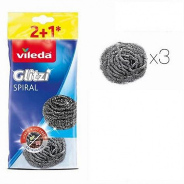 Pack de 3 Estropajos de Acero Inoxidable Espiral Vileda