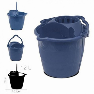 Cubo Redondo con Escurridor de 12 Litros Azul