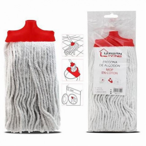 Fregona de Algodón Urban Living Roja y Blanca 250 Gramos