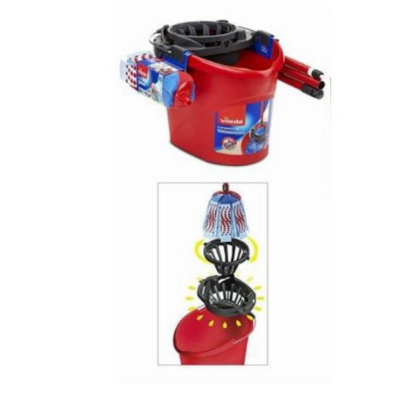 Pack VILEDA Cubo de 10 Litros y Fregona 3 Action con Palo