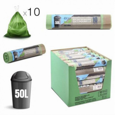 Paquete de 10 Bolsas de Basura Econatura de 50 Litros, Color Verde