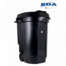 Cubo de Basura Eda con Ruedas de 110 Litros, Polipropileno Negro