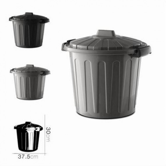 Cubo de Basura con Tapa Gris/Negro 7 Litros Oskar