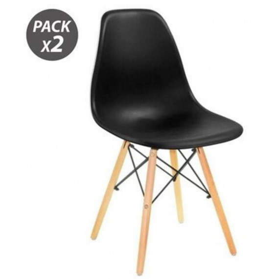 Pack de 2 Sillas de Diseño D100 Negras Muvip