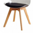 Conjunto de 2 Sillas de Diseño Muvip D1000 Transparentes con Cojín Negro