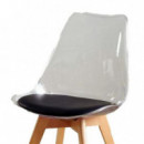 Conjunto de 2 Sillas de Diseño Muvip D1000 Transparentes con Cojín Negro