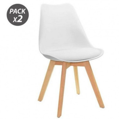 Pack de 2 Sillas de Dise&ntilde;o Muvip D200 Blancas para Comedor y Cocina