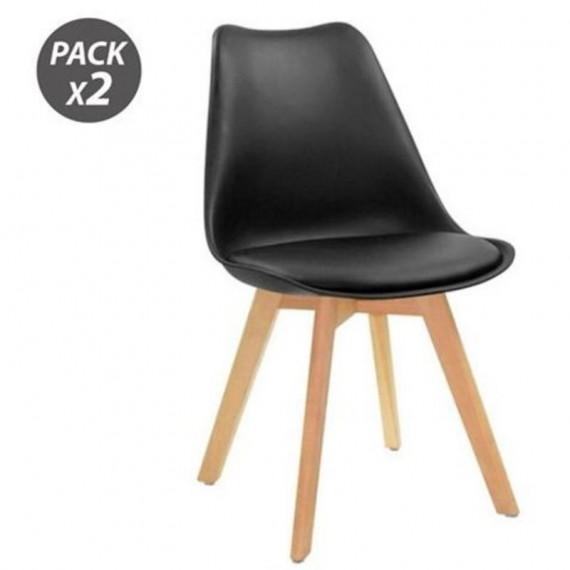 Pack de 2 Sillas Muvip Design D200 Negras para Comedor y Cocina
