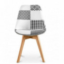 Pack de 2 Sillas de Comedor Muvip Design D400 Tela Patchwork