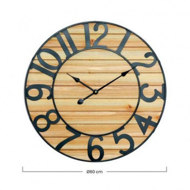 Reloj de Pared Vintage GENERICA Negro/Madera Clara 60cm