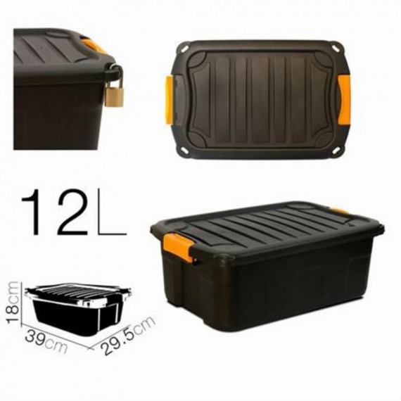 Caja de Almacenaje ParaboX Negra/Naranja 12L (39x29.5x18cm)
