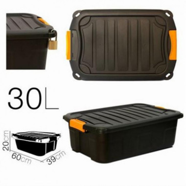 Caja de Almacenaje Parabox Negra 60x39x20cm de 30 Litros