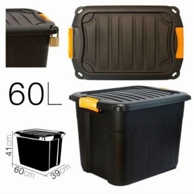 Caja de Almacenaje Parabox Negra/Naranja 60 Litros (60x39x41cm)