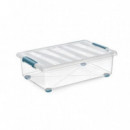 Caja Katla Transparente 28 Litros con Ruedas y Asas Ergonómicas 59x39x18.5 cm
