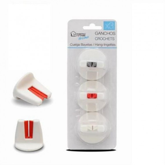 Set 3 Ganchos Colgadores Adhesivos Urban Living para Paños y Bayetas