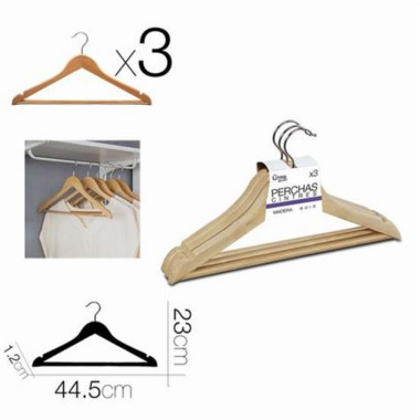 Set de 3 Perchas de Madera Urban Living 44.5 cm