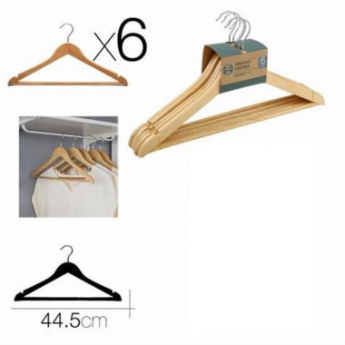 Juego de 6 Perchas de Madera Urban Living con Gancho Giratorio