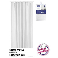 Cortina de Baño HBS Blanca 140x180 cm con Anillas